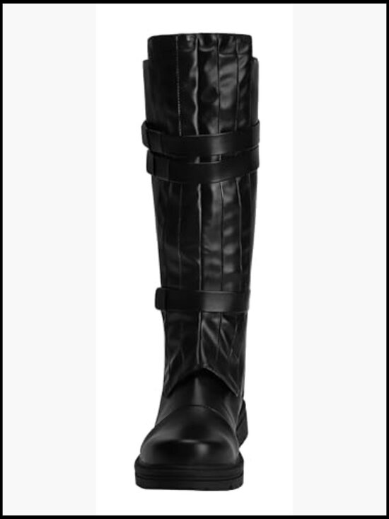 Tall Pirate Knight Boots Faux Leather Lace Up Zipper Low Heel Cosplay Costume main image 5